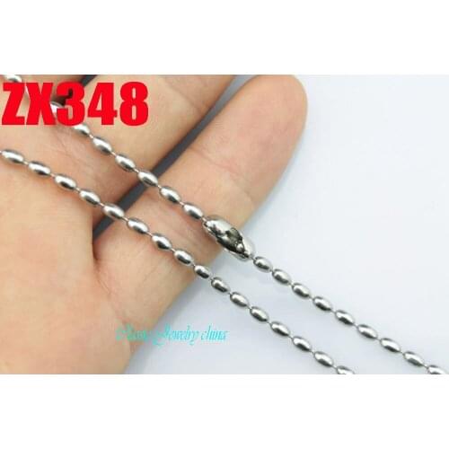 14"-38" length 2.4mm Olive shape bead chain stainless steel necklace fine ladys fashion Jewelry chains parts ZX348
