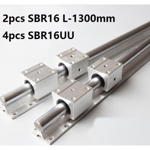 2pcs SBR16 L-1300mm support rail linear guide + 4pcs SBR16UU linear bearing blocks for CNC router parts