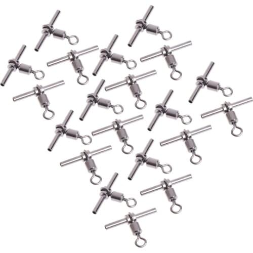 20Pcs T-shape Fishing Swivel Fish Barrel Cross-line Brass Head Fishing Tackle