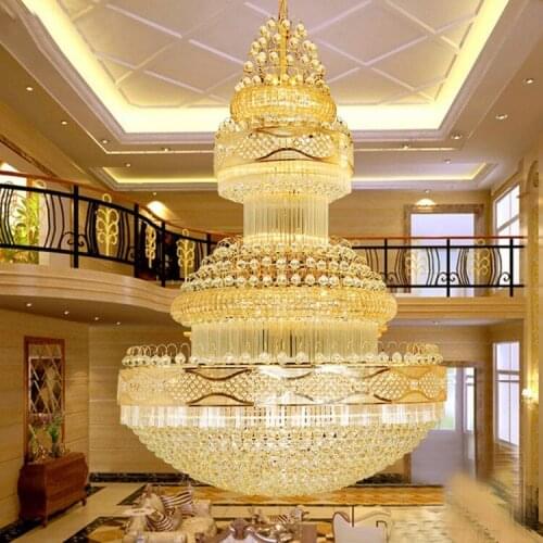 American Modern Crystal Chandelier LED Light European Golden Crystal Chandeliers Lights Fixture Home Villa Hotel Lobby Lighting