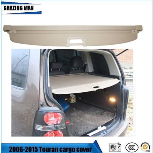 Car Rear Trunk Security Shield Cargo Cover For TOURAN 2006-2015 High Qualit Black Beige Grey Auto Accessories