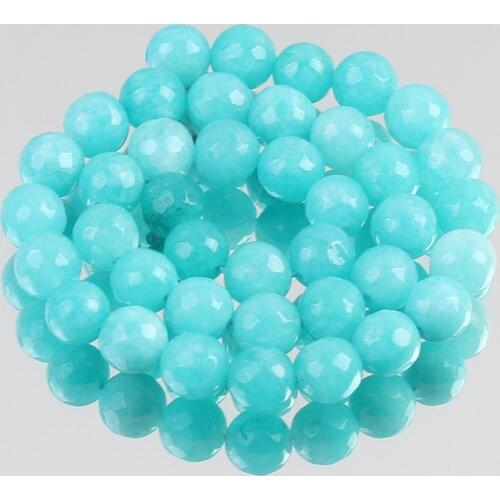 Natural Stone Faceted Lake Blue Jades Chalcedony Beads Loose Spacer Beads For Jewelry Making DIY Bracelet Necklace 6/8/10mm