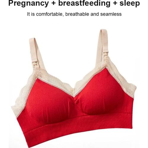 Large size breastfeeding gather Anti-sagging under Pregnant Womens bra front buckle breastfeeding no steel ring lace Bras