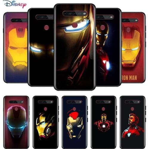 Marvel Avengers Super Hero Iron Man For LG G8 G8S G8X V30 V30S V40 V50 V50S V60 Q60 ThinQ 5G Soft TPU Silicone Black Phone Case
