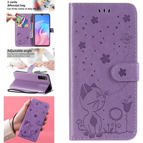 Embossing Phone Pouch Cover For Huawei Enjoy 20 Pro Estojo PU Leather Wallet Case Portable capa Enjoy Z Honor 30 Lite Mobile