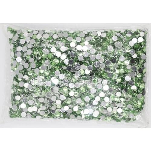 Peridot Color 1.5~12mm Flat Back Round Acrylic Rhinestones Beads,3D Acrylic Nail Art / Garment Decoration