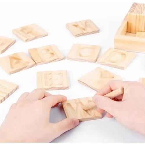 Wooden Grooved Double-sided Alphabet Studying Children Toddle Early Educational Toys Learning Aid Tools