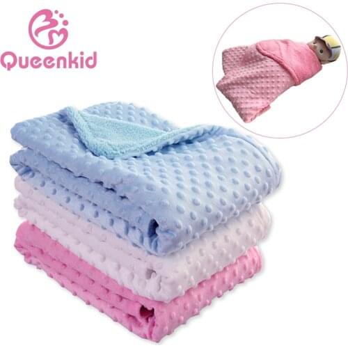 Baby Blanket & Swaddling Newborn Thermal Soft Fleece Blanket Winter Solid Bedding Set Cotton Quilt Infant Bedding Swaddle Wrap