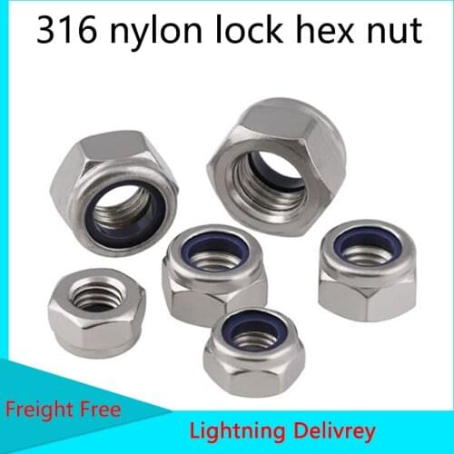 DIN 985 316 Stainless Steel Nylon Anti-loosening Hexagon Nut Lock Nut Non - Slip Nut M3-M12 5PCS