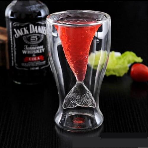 Double-layer Glass cup Fish,Heat-insulating teapot,Heat-Resistant Glass Wine Coffee Juice Dinkware,Home office Bar Party Gifts