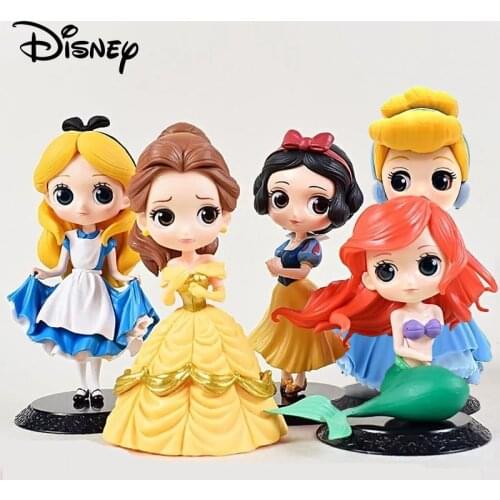 Disney Princess Snow White Elsa Anna Mermaid Anime Action Figure Cake Model Dolls Gifts Collection Model Toys For Childrens