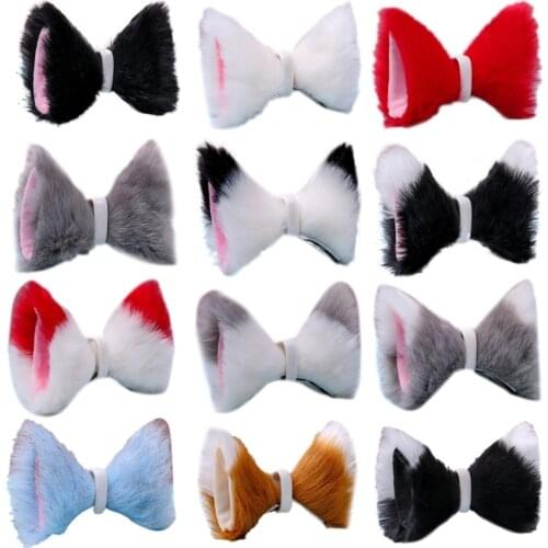 Artificial Long Furry Cat Ears Hair Clip Anime Lolita Cosplay Animal Hairpins 649C