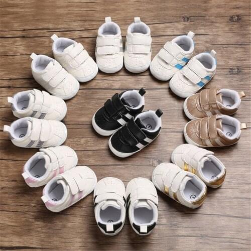 Emmababy Fashion Spring/Autumn 0-18 Months Soft Sole Newborn Baby Boy Girl Pre-Walker White Pram Shoes Trainers