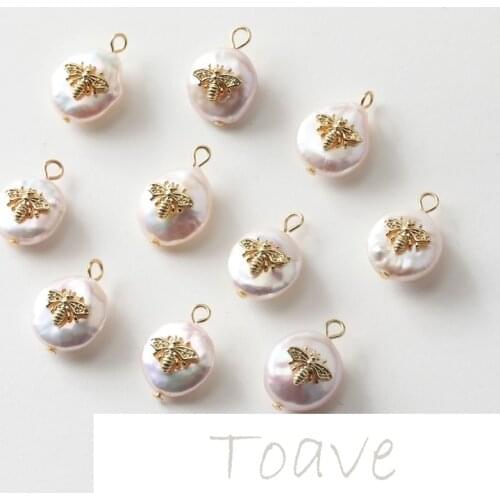 Round natural retro pearl baroque pearl bee diy earring material accessories