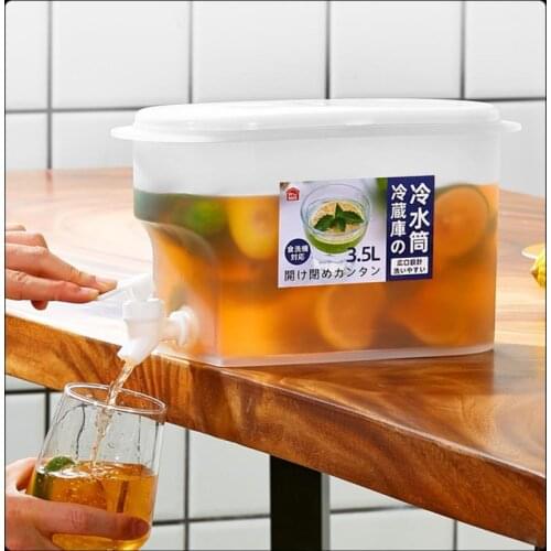 1PC 3500ml Water Pitcher Jug With Faucet Lemon Juice Kitchen Drinkware Kettle Pot Cold Ice Bottle Container Heat Resistant