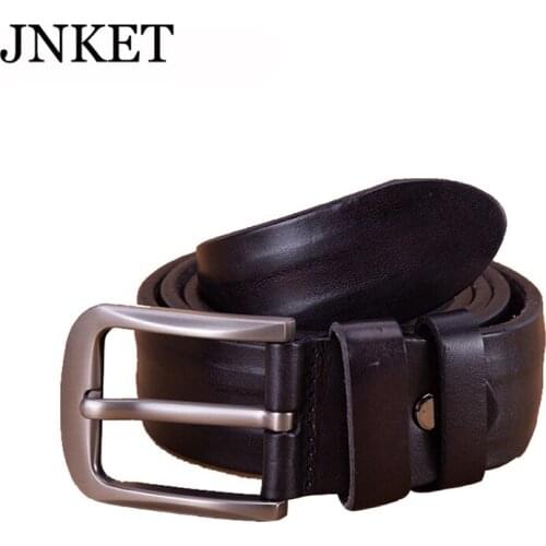 JNKET Fashion Mens Cowhide Leather Belt Alloy Pin Buckle Belt Casual Cinturon All-match Waist Belts Waistband