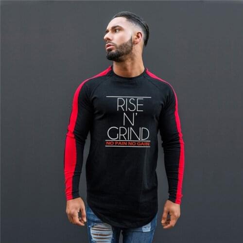 Muscleguys Hot 2021 New Spring Fashion O-Neck Slim Fit Long Sleeve T Shirt Men Trend Casual Mens T-Shirt Black Red T Shirts Tops