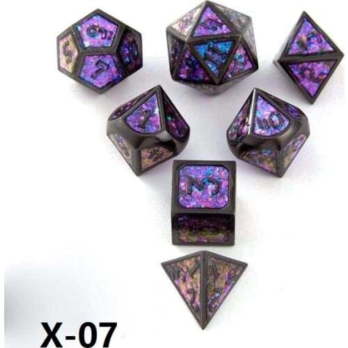 Polyhedral Metal dice DND dice set 7pcs/Set dobbelstenen d20 Dados rpg rol Symphony color powder dice