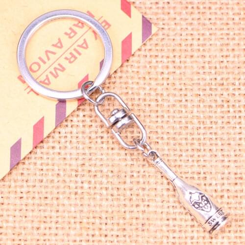 New Fashion Keychain 30x8mm red wine bottle sweet Pendants DIY Men Jewelry Car Key Chain Ring Holder Souvenir For Gift