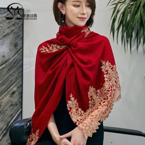 New Autumn Winter New 100% Wool Scarf Women Warm Dual-Use Shawl Pashmina