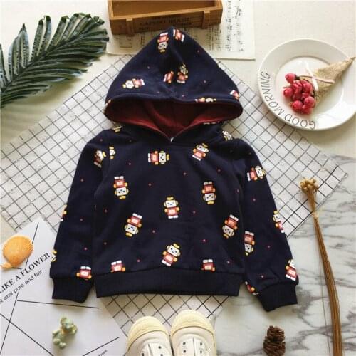 Tonytaobaby Fall and Winter Clothes New Style Baby Small Robot Hoodie Boys Hoodies