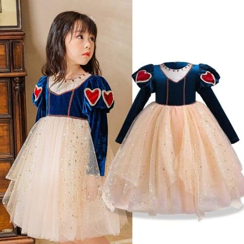 Causal Dress For Kids Girls Birthday Party Tutu Gown Children Long Sleeve Autumn Winter Clothes 3-8 Years Flower Girls Clothing
