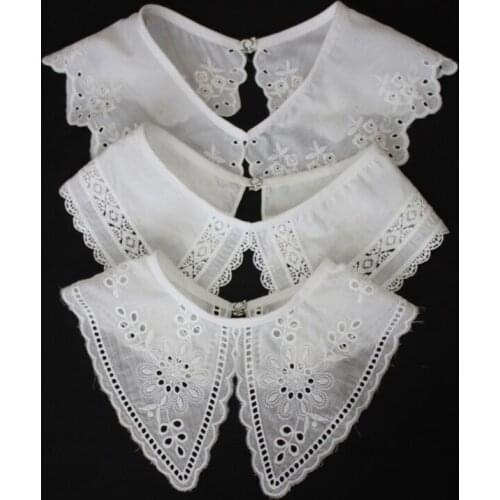 Casual Decorative Fake Collar Hollow Out Embroidery Floral Lace Detachable Dickey Half Shirt Blouse Sunscreen Big Shawl Wrap New