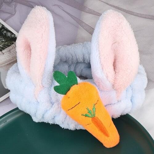 MISANANRYNE Cute Women Rabbit Ears Headband Girls Soft Wash Makeup Hairband Turban Party Hair Bands Headwear Hair Accessories