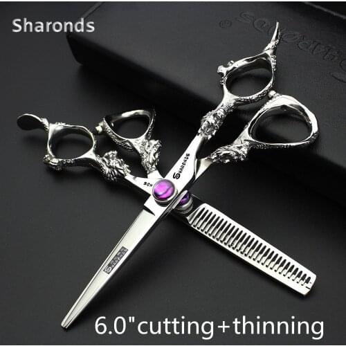 6 inch Japan 440c professional hairdressing scissors cutting and thinning scissors hairdressing salon set thin hair cuts fine