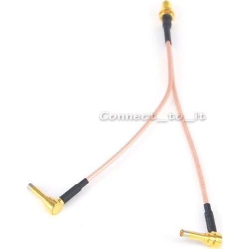 RF Coax Cable Y Type RP-SMA Female to Double Dual MS156 Plug Connector Extension 15CM