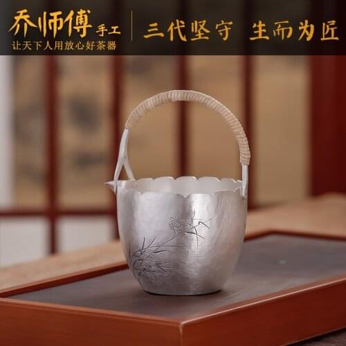 Joe master fair hand carry silver cup silver 999 teapot and cups of tea and tea tea