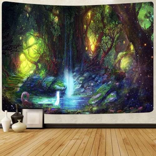 Simsant Mushroom Forest Tapestry Psychedelic Sea Jellyfish Art Wall Hanging Tapestries for Living Room Home Dorm Decor