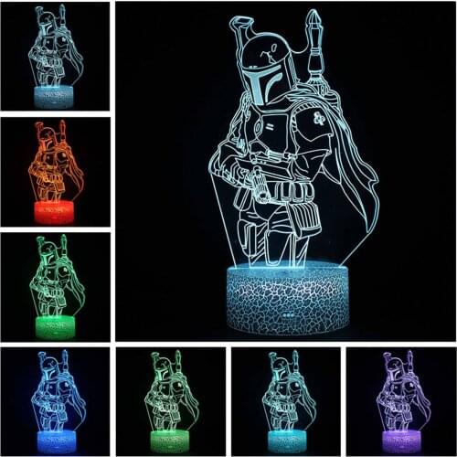 Boba Fett 3D illusion LED Night Lights Star Wars Model Lampen For kids Birthday Xmas Gifts The Mandalorian TV Show Desk Lamp