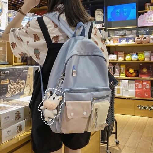 Waterproof Ins School Bag Female Harajuku Backpack Women Japanese Small Fresh Travel Backpacks Panelled Ladies Ruckpack 2021 New