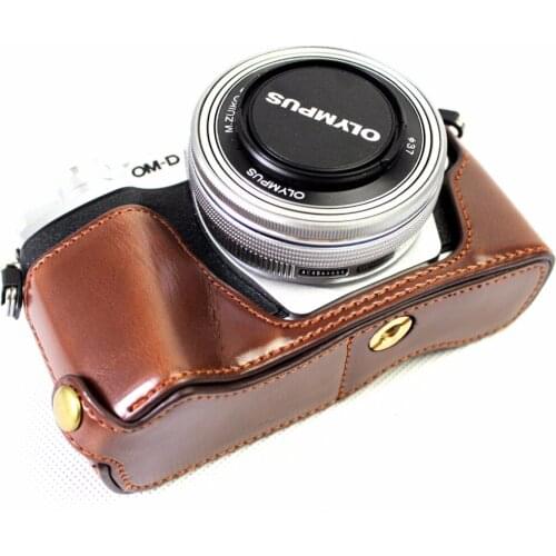 High Quality PU Leather Half Camera Bottom Case Bag Cover For Olympus EM10 II III E-M10 Mark II III With Battery Opening Case