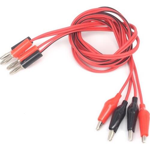 1M Alligator Cilp to AV Banana Plug Test Cable Lead Connector Dual Tester Probe 35mm Crocodile Clip for Multimeter Measure Tool