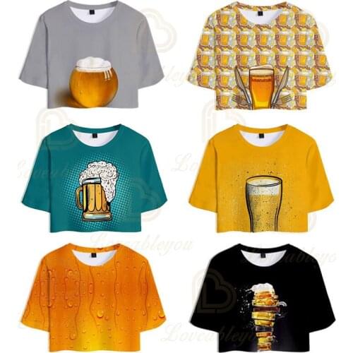 2020 New Arrival Beer Day Casual Fashion 3d Print Short-sleeved T-shirt Women Cheap Tshirt for Girls Crop Tops