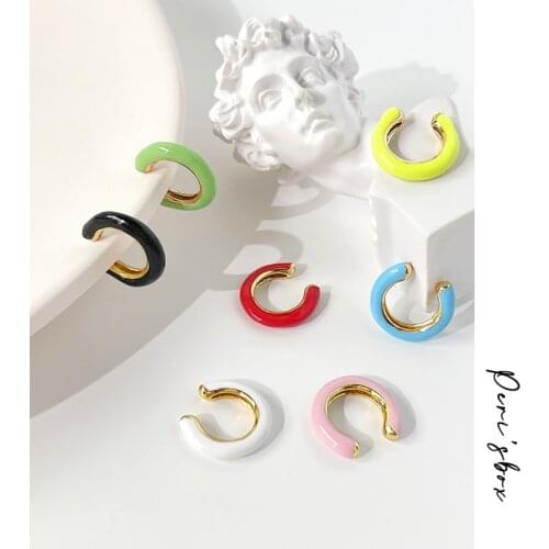PerisBox Cute Candy Color Enamel No Piercing Ear Cuff For Women Multicolor Small Earrings Without Pierced Summer Gift Jewelry
