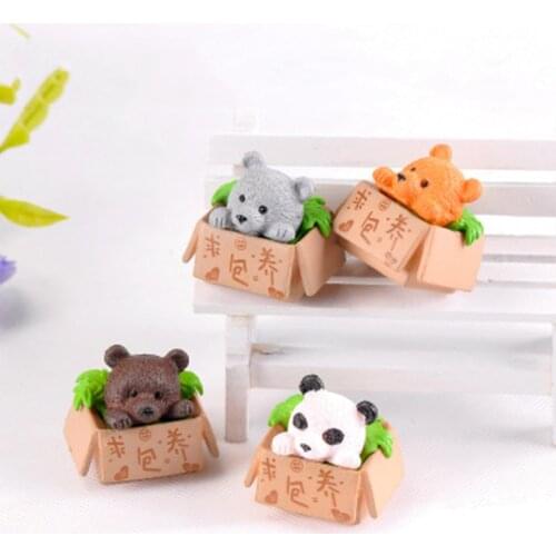 ZOCDOU 1 Piece Panda Gift Bear Cat Box China Model Small Statue Little Figurine Crafts Figure Ornament Miniatures Home Zakka