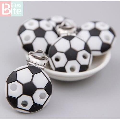 1pc Silicone Dummy Clip Baby Teether Food Grade Silicone Football Nipple Holder DIY Pacifier Chain Clip Nurse Gifts Baby Product