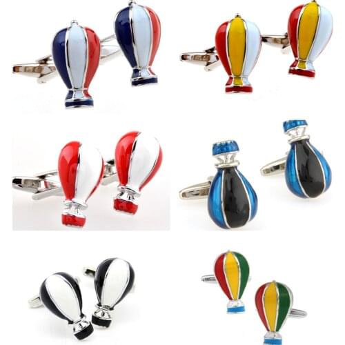 10Pairs/lot Fire Air Balloon Cufflinks Enamel Colorful Fire Balloon Cuff Links Mens Jewelry Accessory Wholesale