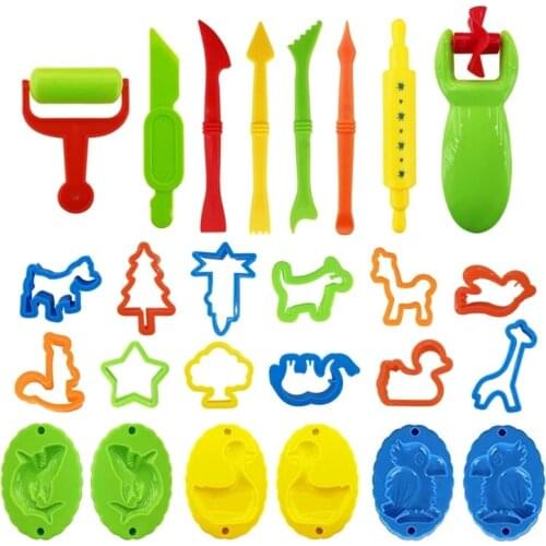 26PCS DIY Slime Plasticine Mold Modeling Clay Kit Slime Plastic Play Dough Tools Set Cutters Moulds Toy For Children Kid Gift