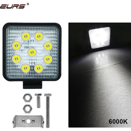 27W 4inch Square LED Work Light 12V 24V Spot/Flood LED Light Bar For 4x4 Offroad ATV Truck Tractor Motorcycle Driving Fog Light