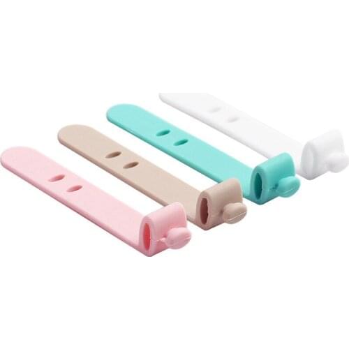 4Pcs Silicone Strap Earphone Storage Tape Power Line Data Cable Tie Outside Travel Cable Organizer Strap Office Zip Ties