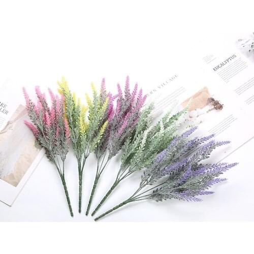 5 Branches Artificial Lavender Flower Wedding Plants Wall Fake Artificial Flower for Home Deco