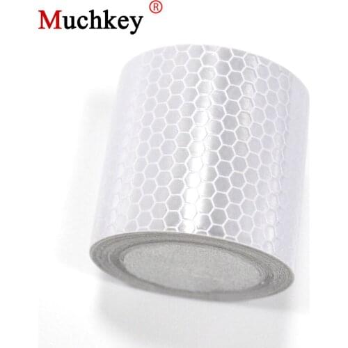 5CM*2.5M Car Sticker Honeycomb Shape Automobile Safety Warning Reflective Tape Microprism Sticker White Green Car-styling