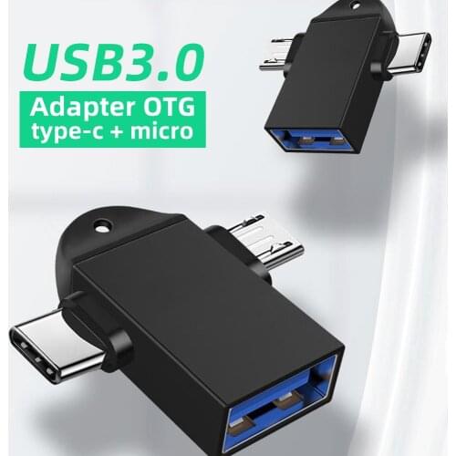 2 in 1 OTG Adapter USB 3.0 Female To Micro USB Male and Type C Male Connector Aluminum Alloy Usb Converter For Tablet Phone PC