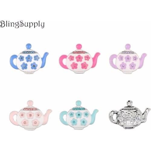 Free shipping 50PCS 32X24mm flatback teaport rhinestone button can mix 5 colors(BTN-5644)