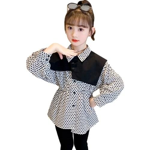 Blouses For Girls Dot Pattern Childrens Shirt For Girls Casual Style Childrens Blouse For Girls Spring Childrens Clothing Gir