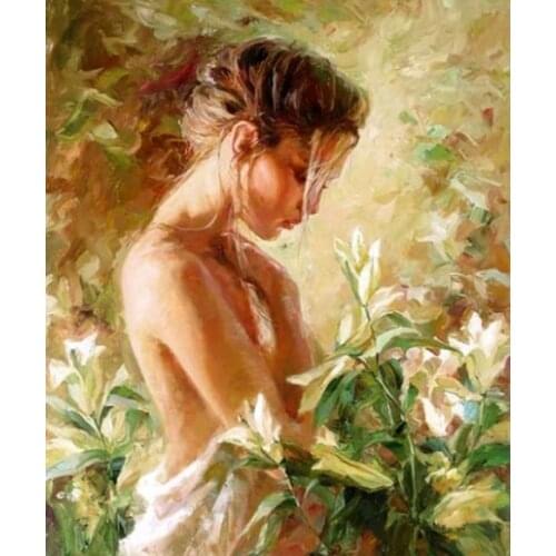 DIY 40X50 Oil Painting By Numbers Beautiful Lily girl paint by numbers On Canvas Home Decor Digital Painting chrismas
